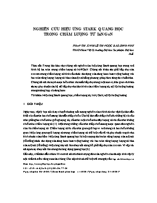 Nghiên cứu hiệu ứng stark quang học trong chấm lượng tử InN/GaN