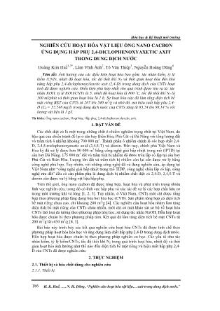 Nghiên cứu hoạt hóa vật liệu ống nano cacbon ứng dụng hấp phụ 2,4-Diclophenoxyaxetic axit trong dung dịch nước