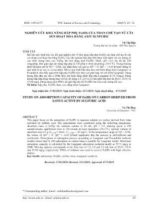 Nghiên cứu khả năng hấp phụ Fe(III) của than chế tạo từ cây sen hoạt hóa bằng axit sunfuric