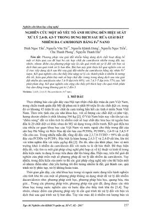 Nghiên cứu một số yếu tố ảnh hưởng đến hiệu suất xử lý 2,4-D, 4,5-T trong dung dịch sau rửa giải đất nhiễm da cam/dioxin bằng Fe0 nano