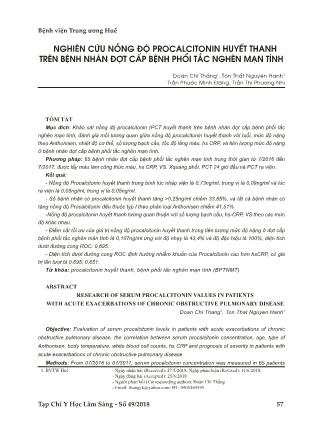 Nghiên cứu nồng độ procalcitonin huyết thanh trên bệnh nhân đợt cấp bệnh phổi tắc nghẽn mạn tính