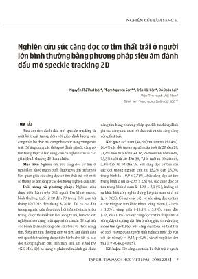 Nghiên cứu sức căng dọc cơ tim thất trái ở người lớn bình thường bằng phương pháp siêu âm đánh dấu mô speckle tracking 2D