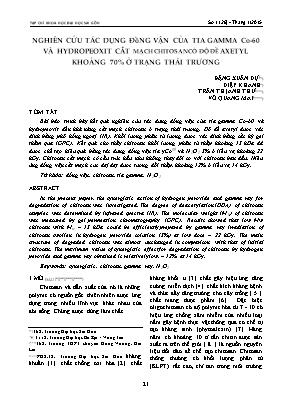 Nghiên cứu tác dụng đồng vận của tia gamma Co-60 và hydropeoxit cắt mạch chitosan có độ đề axetyl khoảng 70% ở trạng thái trương