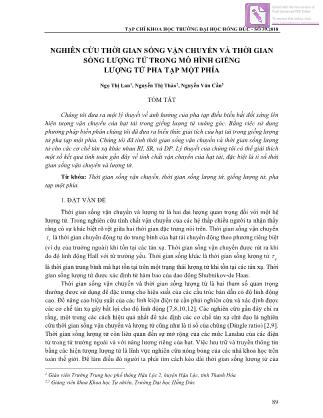 Nghiên cứu thời gian sống vận chuyển và thời gian sống lượng tử trong mô hình giếng lượng tử pha tạp một phía