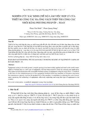 Nghiên cứu xác định chế độ làm việc hợp lý của thiết bị công tác hạ ống vách thép thi công cọc nhồi bằng phương pháp ép-xoay