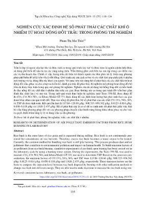 Nghiên cứu xác định hệ số phát thải các chất khí ô nhiễm từ hoạt động đốt trấu trong phòng thí nghiệm