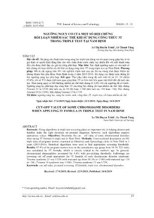 Ngưỡng nguy cơ của một số hội chứng rối loạn nhiễm sắc thể khi sử dụng công thức 3T trong triple test tại Nam Đị