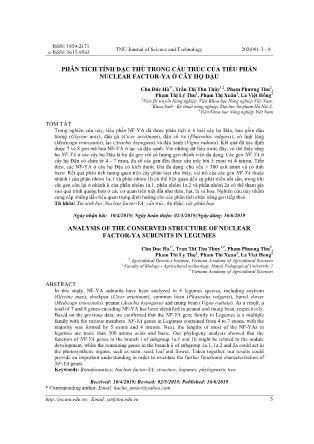 Phân tích tính đặc thù trong cấu trúc của tiểu phần nuclear factor-ya ở cây họ đậu