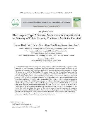 Phân tích tình hình sử dụng thuốc điều trị đái tháo đường týp 2 trên bệnh nhân ngoại trú tại Bệnh viện Y học cổ truyền - Bộ Công An