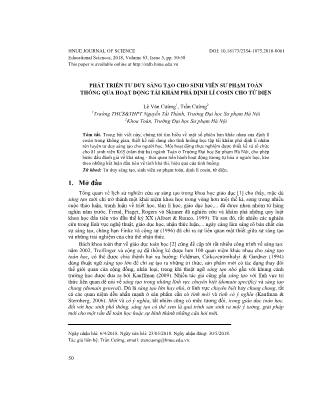 Phát triển tư duy sáng tạo cho sinh viên sư phạm toán thông qua hoạt động tái khám phá định lí cosin cho tứ diện