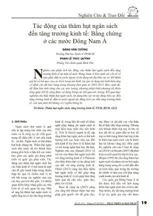 Tác động của thâm hụt ngân sách đến tăng trưởng kinh tế: Bằng chứng ở các nước Đông Nam Á