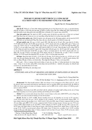 Thái độ và hành vi hút thuốc lá, uống rượu của nhân viên y tế thành phố Vũng Tàu năm 2009