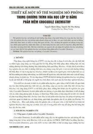 Thiết kế một số thí nghiệm mô phỏng trong chương trình hóa học lớp 12 bằng phần mềm Crocodile Chemistry