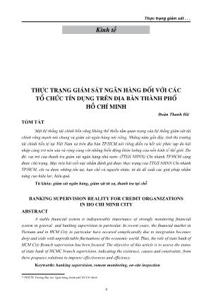 Thực trạng giám sát ngân hàng đối với các tổ chức tín dụng trên địa bàn thành phố Hồ Chí Minh