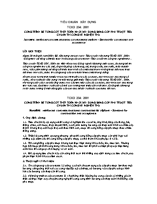 Tiêu chuẩn xây dựng TCXD 254: 2001 Công trình bê tông cốt thép toàn khối xây dựng bằng cốp pha trượt tiêu chuẩn thi công và nghiệm thu