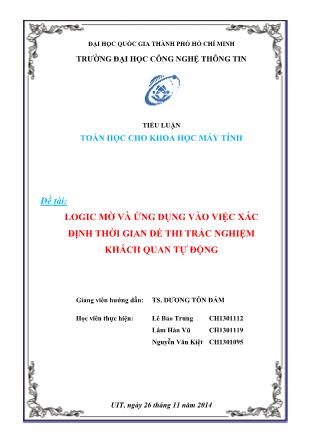 Tiểu luận Logic mờ và ứng dụng vào việc xác định thời gian đề thi trắc nghiệm khách quan tự động