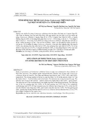 Tình hình mắc bệnh gạo  (Swine Cysticercosis) trên đàn lợn tại một số huyện của tỉnh Điện Biên