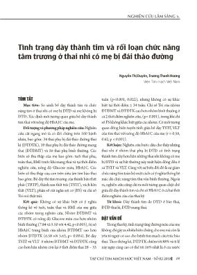 Tình trạng dày thành tim và rối loạn chức năng tâm trương ở thai nhi có mẹ bị đái tháo đường