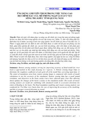 Ứng dụng ảnh viễn thám trong việc nâng cao độ chính xác của mô phỏng ngập lụt lưu vực sông Trà Khúc tỉnh Quảng Ngãi