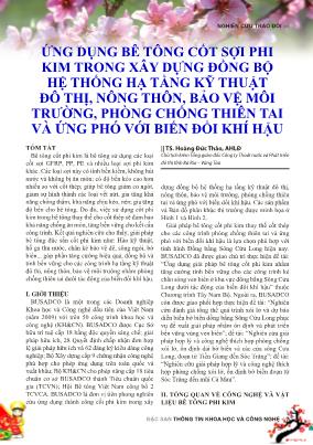 Ứng dụng bê tông cốt sợi phi kim trong xây dựng đồng bộ hệ thống hạ tầng kỹ thuật đô thị, nông thôn, bảo vệ môi trường, phòng chống thiên tai và ứng phó với biến đổi khí hậu