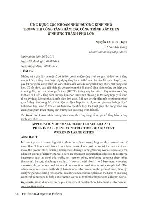 Ứng dụng cọc khoan nhồi đường kính nhỏ trong thi công tầng hầm các công trình xây chen ở những thành phố lớn