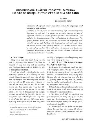 Ứng dụng giải pháp xử lý đất yếu dưới đáy hố đào để ổn định tường vây cho nhà cao tầng