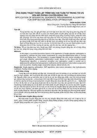 Ứng dụng thuật toán lập trình bậc hai tuần tự trong tối ưu hóa mô phỏng chuyển động tàu