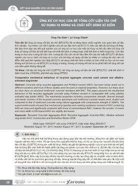 Ứng xử cơ học của bê tông cốt liệu tái chế sử dụng xi măng và chất kết dính xỉ kiềm