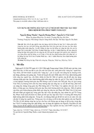 Xây dựng hệ thống bài tập vật lí nhằm hỗ trợ việc dạy học theo định hướng phát triển năng lực