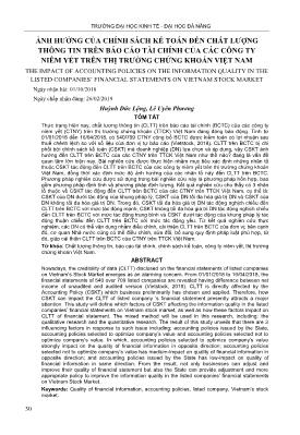 Ảnh hưởng của chính sách kế toán đến chất lượng thông tin trên Báo cáo tài chính của các công ty niêm yết trên thị trường chứng khoán Việt Nam
