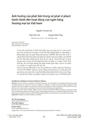 Ảnh hưởng của phạt tiền trong xử phạt vi phạm hành chính đến hoạt động của ngân hàng thương mại tại Việt Nam