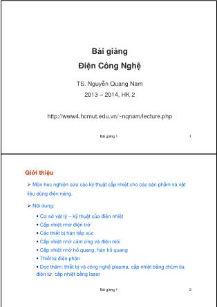 Bài giảng Điện công nghệ - Bài giảng 1 - Nguyễn Quang Nam