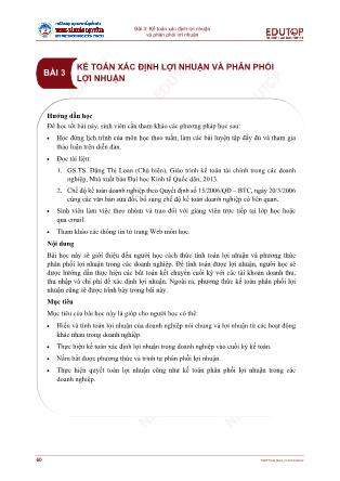 Bài giảng Kế toán tài chính - Bài 3: Kế toán xác định lợi nhuận và phân phối lợi nhuận