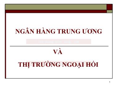 Bài giảng Kinh tế Tiền tệ-Ngân hàng - Bài 13: Ngân hàng trung ương và thị trường ngoại hối