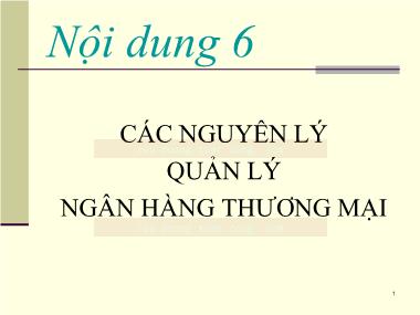 Bài giảng Kinh tế Tiền tệ-Ngân hàng - Bài 6: Các nguyên lý quản lý ngân hàng thương mại