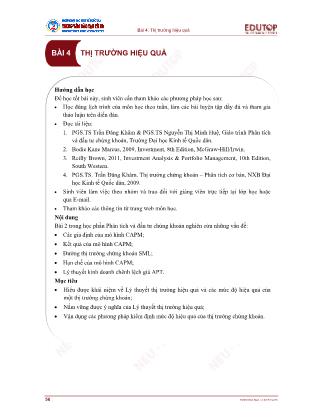 Bài giảng Phân tích và đầu tư chứng khoán - Bài 4: Thị trường hiệu quả