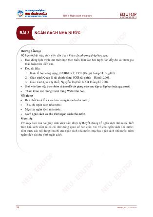 Bài giảng Quản lý tài chính công - Bài 3: Ngân sách nhà nước Bài giảng Quản lý tài chính công - Bài 3: Ngân sách nhà nước