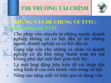 Bài giảng Tài chính-Tiền tệ - Chương 8: Thị trường tài chính Bài giảng Tài chính-Tiền tệ - Chương 8: Thị trường tài chính
