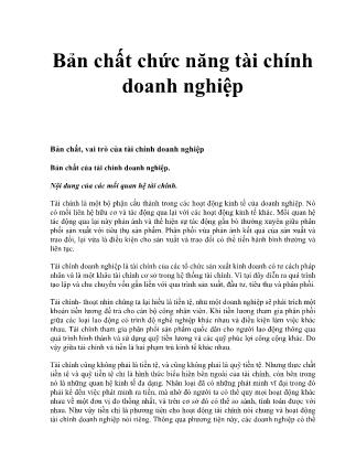 Bản chất chức năng tài chính doanh nghiệp Bản chất chức năng tài chính doanh nghiệp