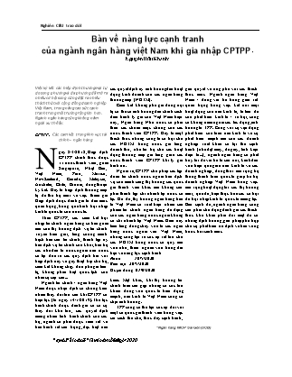 Bàn về nàng lực cạnh tranh của ngành ngân hàng việt Nam khi gia nhập CPTPP Bàn về nàng lực cạnh tranh của ngành ngân hàng việt Nam khi gia nhập CPTPP