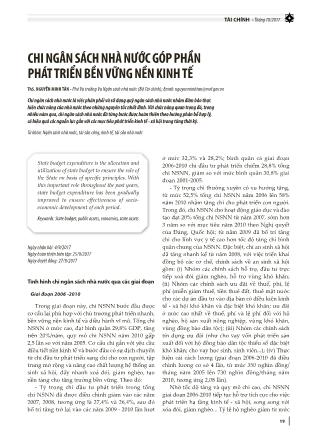 Chi ngân sách nhà nước góp phần phát triển bền vững nền kinh tế Chi ngân sách nhà nước góp phần phát triển bền vững nền kinh tế