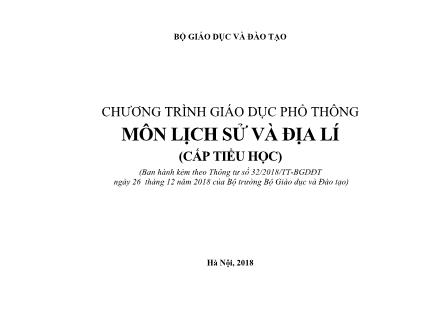 Chương trình giáo dục phổ thông: Môn Lịch sử và Địa lí (Cấp Tiểu học)