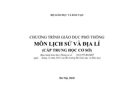 Chương trình giáo dục phổ thông: Môn Lịch sử và Địa lí (Cấp Trung học cơ sở)