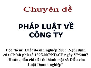 Chuyên đề Pháp luật về công ty: Công ty hợp danh