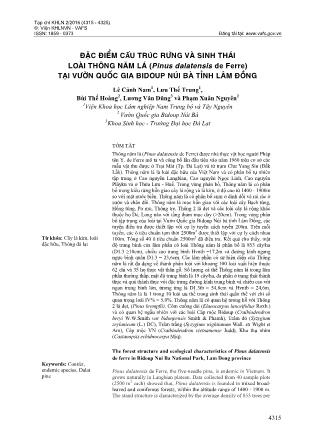 Đặc điểm cấu trúc ng và sinh thái loài thông năm lá (Pinus dalatensis de Ferre) tại vườn quốc gia Bidoup núi Bà tỉnh Lâm Đồng