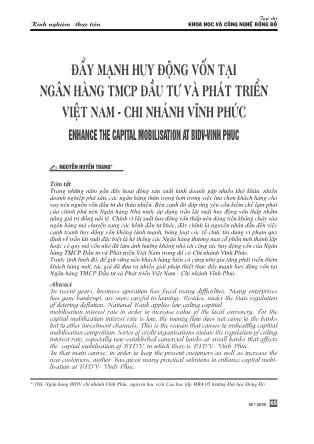 Đẩy mạnh huy động vốn tại Ngân hàng TMCP Đầu tư và Phát triển Việt Nam - Chi nhánh Vĩnh Phúc