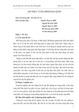 Đề tài Ẩm thực cung đình Hàn Quốc
