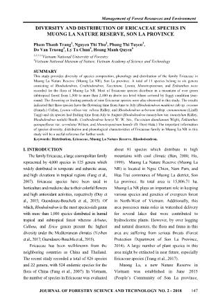 Diversity and distribution of ericaceae species in muong la nature reserve, son la province