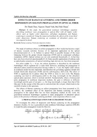 Effects of raman scattering and third order dispersion on soliton propagation in optical fiber Effects of raman scattering and third order dispersion on soliton propagation in optical fiber