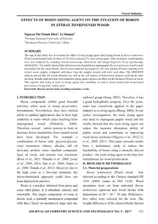 Effects of rosin sizing agent on the fixation of boron in styrax tonkinensis wood